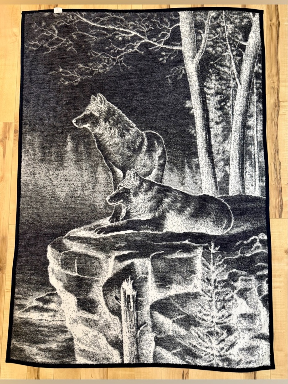 Vintage Biederlack reversible acrylic wolf blanket - Picture 2 of 2
